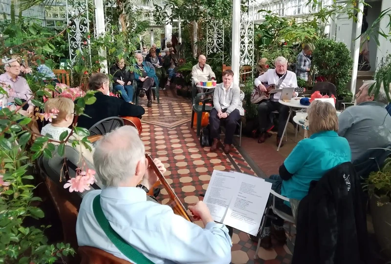 Guitarists playing music in the Conservatory on Sunday.